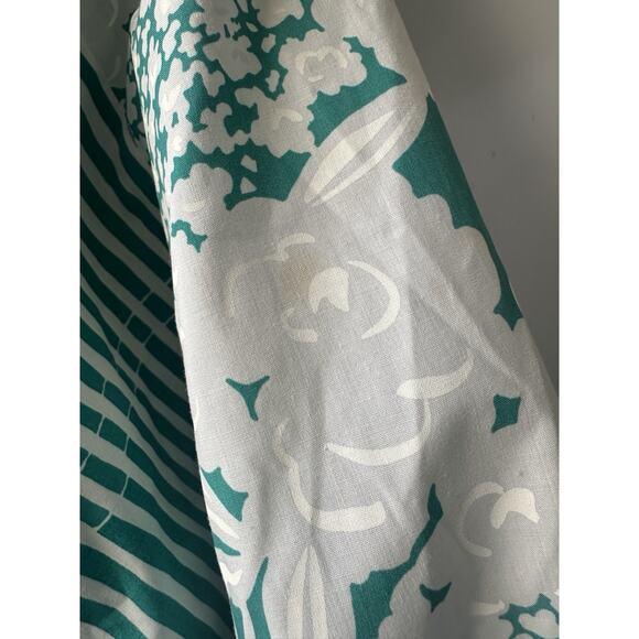 Vintage Tori Richard Floral Striped Muu Muu Ruffled Dress Green White Medium - Picture 4 of 16